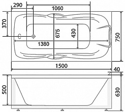 BellSan Акриловая ванна Эрика 150x75 с гидромассажем – фотография-4